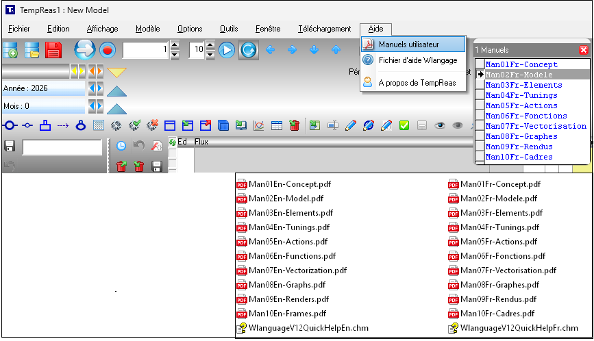 Interface complète de TempReas avec un modèle ouvert