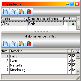 Fenêtre des vecteurs de TempReas